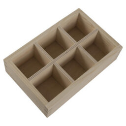 Woodeedoo 6-Section Wooden Desk Sorter Open Container Craft Storage Tray Diy Organiser Small Pine Box 19.5X12.5X5.5Cm - thumbnail 6