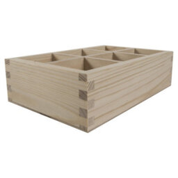 Woodeedoo 6-Section Wooden Desk Sorter Open Container Craft Storage Tray Diy Organiser Small Pine Box 19.5X12.5X5.5Cm - thumbnail 3