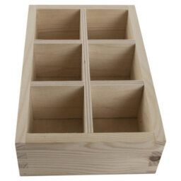 Woodeedoo 6-Section Wooden Desk Sorter Open Container Craft Storage Tray Diy Organiser Small Pine Box 19.5X12.5X5.5Cm - thumbnail 5