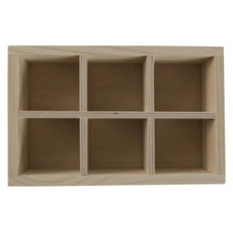 Woodeedoo 6-Section Wooden Desk Sorter Open Container Craft Storage Tray Diy Organiser Small Pine Box 19.5X12.5X5.5Cm - thumbnail 2