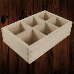 Woodeedoo 6-Section Wooden Desk Sorter Open Container Craft Storage Tray Diy Organiser Small Pine Box 19.5X12.5X5.5Cm