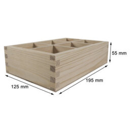 Woodeedoo 6-Section Wooden Desk Sorter Open Container Craft Storage Tray Diy Organiser Small Pine Box 19.5X12.5X5.5Cm - thumbnail 8