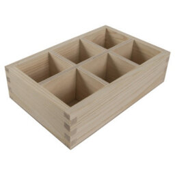 Woodeedoo 6-Section Wooden Desk Sorter Open Container Craft Storage Tray Diy Organiser Small Pine Box 19.5X12.5X5.5Cm - thumbnail 9
