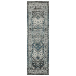 Persian Bordered Easy To Clean Blue Geometric Traditional Rug For Dining Room-120Cm X 170Cm - thumbnail 6