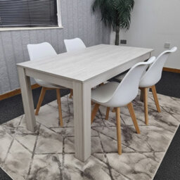 Kosy Koala Modern Grey Dining Table Set  With 4 White Plastic Chairs Dining Room Furniture - thumbnail 2
