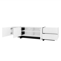 Abrihome 190Cm Modern Tv Unit With 3 Doors & 2 Drawers, Black And White Storage Cabinet For Living Rooms - thumbnail 2