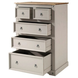 Chest Of Drawers Grey Painted Large 2+3 Solid Wood Pine Wooden Bedroom - thumbnail 4
