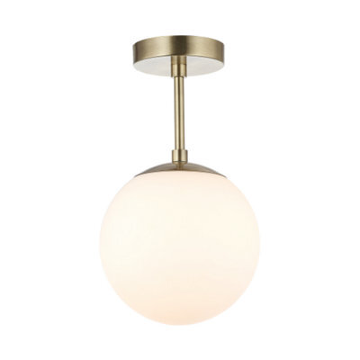 Happy Homewares Traditional Glass Globe Ip44 Bathroom Ceiling Light Fixture In Antique Brass - image 1