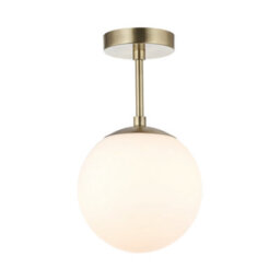 Happy Homewares Traditional Glass Globe Ip44 Bathroom Ceiling Light Fixture In Antique Brass - thumbnail 1