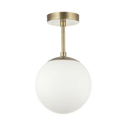 Happy Homewares Traditional Glass Globe Ip44 Bathroom Ceiling Light Fixture In Antique Brass - thumbnail 2