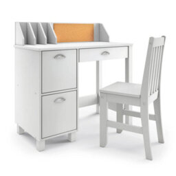 Hygrad Built to Survive Wooden White Study Desk For Children With Chair And Drawers, Gift For Ages 5-14 Computer Desk Home School Student Study Pc Writing - thumbnail 6