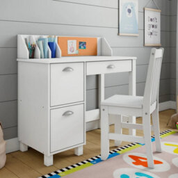 Hygrad Built to Survive Wooden White Study Desk For Children With Chair And Drawers, Gift For Ages 5-14 Computer Desk Home School Student Study Pc Writing - thumbnail 4
