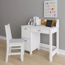 Hygrad Built to Survive Wooden White Study Desk For Children With Chair And Drawers, Gift For Ages 5-14 Computer Desk Home School Student Study Pc Writing - thumbnail 9