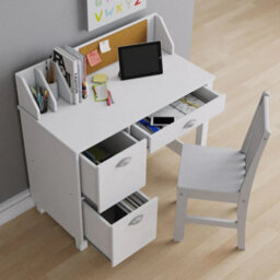 Hygrad Built to Survive Wooden White Study Desk For Children With Chair And Drawers, Gift For Ages 5-14 Computer Desk Home School Student Study Pc Writing - thumbnail 8