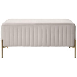 Wyld And Coco Taupe Velvet Bench With Gold Metal Legs 91 X 47 Cm - Modern Bedroom Seating - thumbnail 1