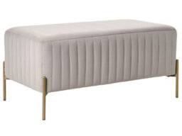 Wyld And Coco Taupe Velvet Bench With Gold Metal Legs 91 X 47 Cm - Modern Bedroom Seating - thumbnail 3