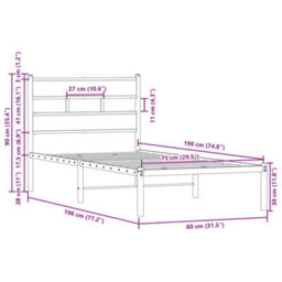 Berkfield Bed Frame Without Mattress With Headboard Brown Oak 75X190 Cm Small Single - thumbnail 9