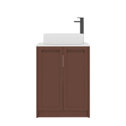 Royal Bathrooms Royal Bathroom Elmore 600mm Terracotta Clay Freestanding Bathroom Vanity Unit 2 Door Plain White Worktop With Lyon Basin - thumbnail 7