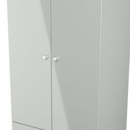 Yarmouth Ready Assembled Modern Matt Grey 2 Drawer Tall Double Wardrobe (H)1960mm (W)740mm (D)520mm - thumbnail 3