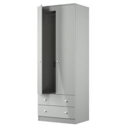 Yarmouth Ready Assembled Modern Matt Grey 2 Drawer Tall Double Wardrobe (H)1960mm (W)740mm (D)520mm - thumbnail 2