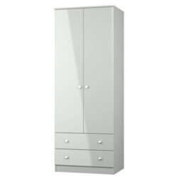 Yarmouth Ready Assembled Modern Matt Grey 2 Drawer Tall Double Wardrobe (H)1960mm (W)740mm (D)520mm - thumbnail 1
