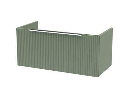 Hudson Reed Fluted Wall Hung 1-Drawer Vanity Unit, Spacious Modern Vanity Unit In Bathroom With Finger Pull Handle Design - image 1