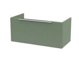 Hudson Reed Fluted Wall Hung 1-Drawer Vanity Unit, Spacious Modern Vanity Unit In Bathroom With Finger Pull Handle Design - thumbnail 1