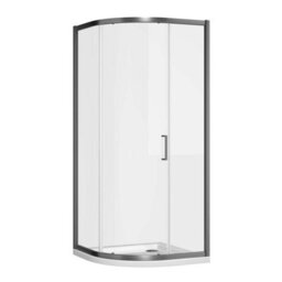 Plum&clay Flora Gun Grey Single Sliding Door Offset Quadrant Enclosure (W)900mm (D)900mm - thumbnail 1