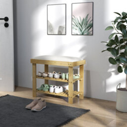 Wyld Haus Fisuso 60Cm Bamboo Shoe Bench Cream White With Cushioned Seat And 3-Tier Storage - thumbnail 7