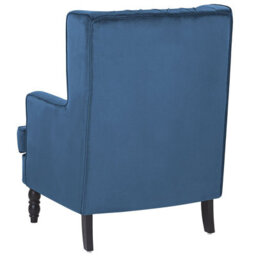Beliani Armchair Sandset With Footstool Velvet Dark Blue - thumbnail 6