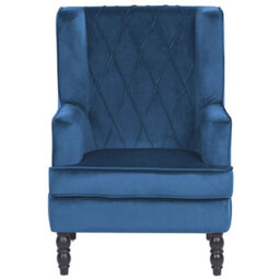 Beliani Armchair Sandset With Footstool Velvet Dark Blue - thumbnail 5