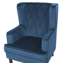 Beliani Armchair Sandset With Footstool Velvet Dark Blue - thumbnail 7