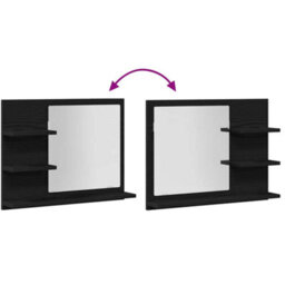 Walplus Bathroom Mirror Black Oak 60X10.5X45 Cm Engineered Wood - thumbnail 8