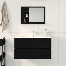 Walplus Bathroom Mirror Black Oak 60X10.5X45 Cm Engineered Wood - thumbnail 3