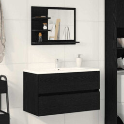 Walplus Bathroom Mirror Black Oak 60X10.5X45 Cm Engineered Wood