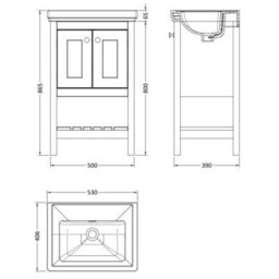Dezine Colorado 500mm Indigo Blue 0 Tap Hole Floorstanding Vanity Unit - thumbnail 3
