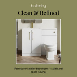 Balterley Left-Hand Bathroom Vanity And Wc Unit Combination With Basin - 1100mm - Gloss White With Brushed Brass Handles - thumbnail 7