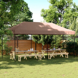 Walplus Foldable Party Tent Garden Gazebo Canopy Pop-Up Brown 580X292X315 Cm - thumbnail 1