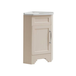 Homestylestore Antique White 580mm Corner Bathroom Vanity Unit And Chrome T Bar Handles - thumbnail 1