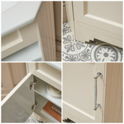 Homestylestore Antique White 580mm Corner Bathroom Vanity Unit And Chrome T Bar Handles - thumbnail 2