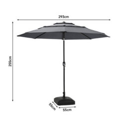 Breeins Light Grey Garden 3-Tier Umbrella Outdoor Garden Patio Umbrellas Parasol For Beach Backyard And Pool  With Crank And Tilt - thumbnail 6