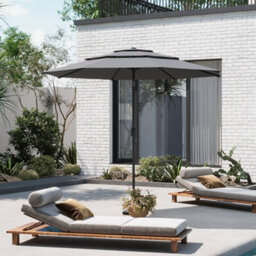 Breeins Light Grey Garden 3-Tier Umbrella Outdoor Garden Patio Umbrellas Parasol For Beach Backyard And Pool  With Crank And Tilt - thumbnail 1