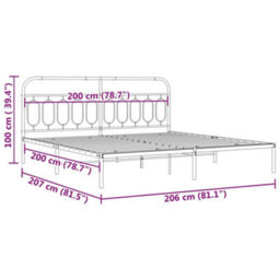 Berkfield Metal Bed Frame Without Mattress With Headboard White 200X200Cm - thumbnail 8