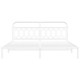 Berkfield Metal Bed Frame Without Mattress With Headboard White 200X200Cm - thumbnail 4