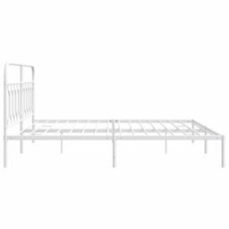 Berkfield Metal Bed Frame Without Mattress With Headboard White 200X200Cm - thumbnail 5