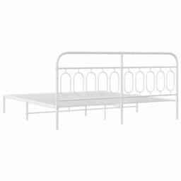 Berkfield Metal Bed Frame Without Mattress With Headboard White 200X200Cm - thumbnail 6