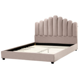 Beliani Bed Velvet Vincennes 160 X 200 Cm (Eu King Size) Taupe - thumbnail 4