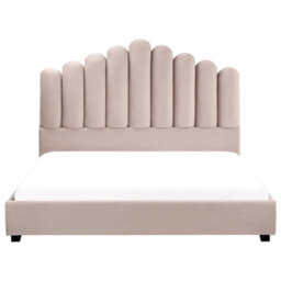 Beliani Bed Velvet Vincennes 160 X 200 Cm (Eu King Size) Taupe - thumbnail 5