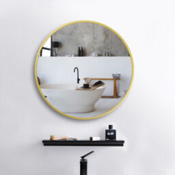 Sline 40Cm Round Mirror With Gold Aluminium Frame Suitable For Home Decor,bathroom And Dressing Table