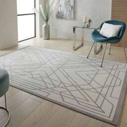 Light Grey Modern Chequered Geometric Easy To Clean Modern Bedroom Dining Room And Living Room Rug-120Cm X 180Cm - thumbnail 2